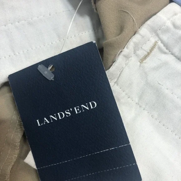 Lands End Pants Womens 12P Khaki‎ Straight Crop Chino Flat Front Minimalist New - Picture 6 of 11